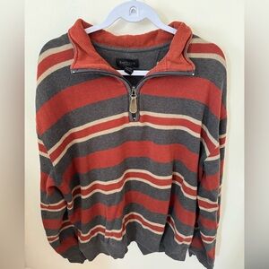 Van Heusen Red and Gray Zip-Up Sweater